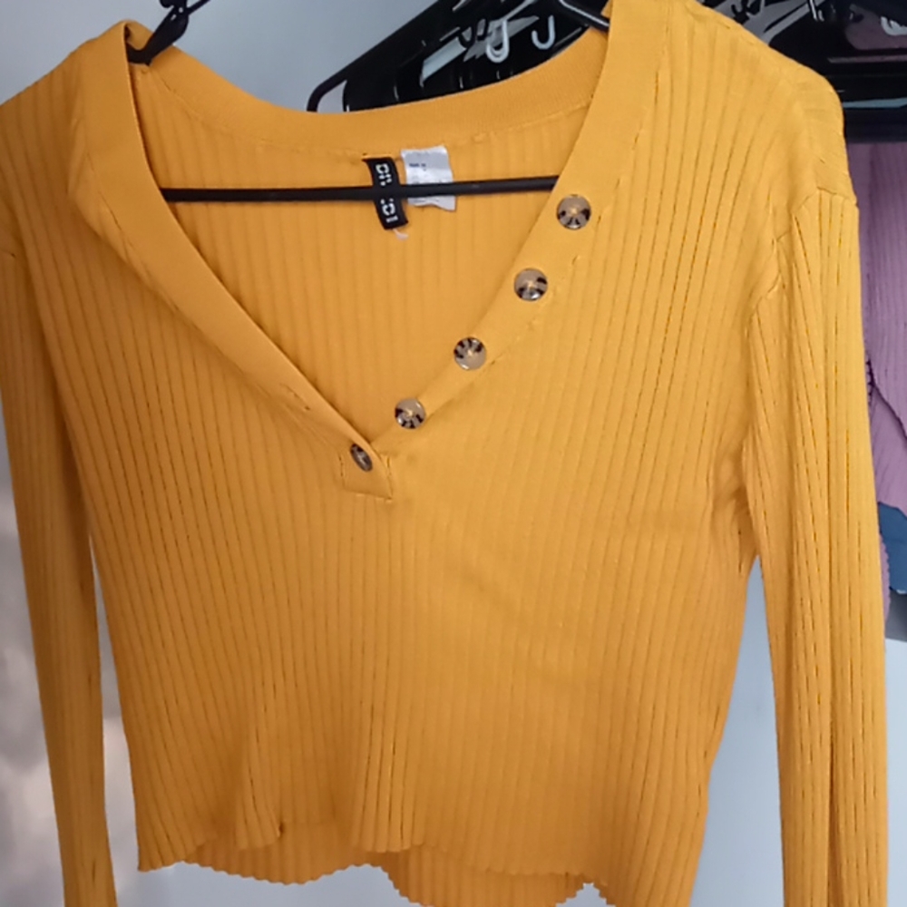 Yellow Long Sleeve Crop Top